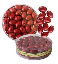 Κουτί στρογγυλό με αυγουλάκια κόκκινα